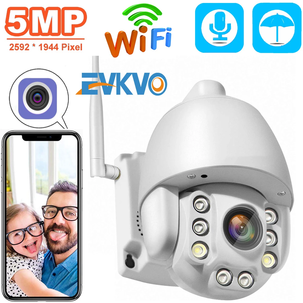 EVKVO Wifi PTZ IP Kamera 5MP 5X Neobvezno Zoom dvosmerni Audio Brezžični PTZ Kamere na Prostem 60m IR Video Home Security CCTV Kamere