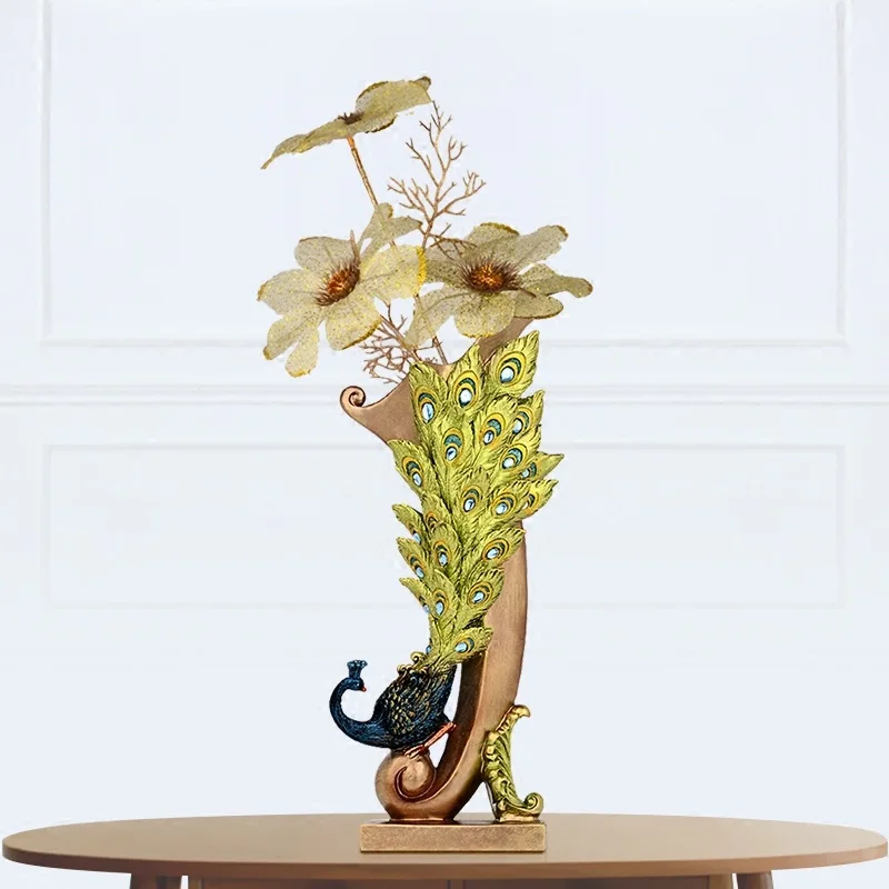 Evropski retro pav vaza kovinske zlitine zlate/bron majhne vaza sodobne tabela jardinie ustvarjalne domu dekorativni cvet steklenico