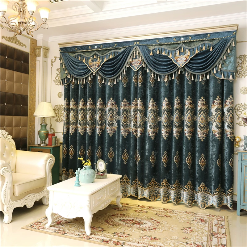 Evropski visoke kakovosti ženiljska zelena vezene zavese za dnevno sobo windows classic luksuzni elegantno zavese za spalnico