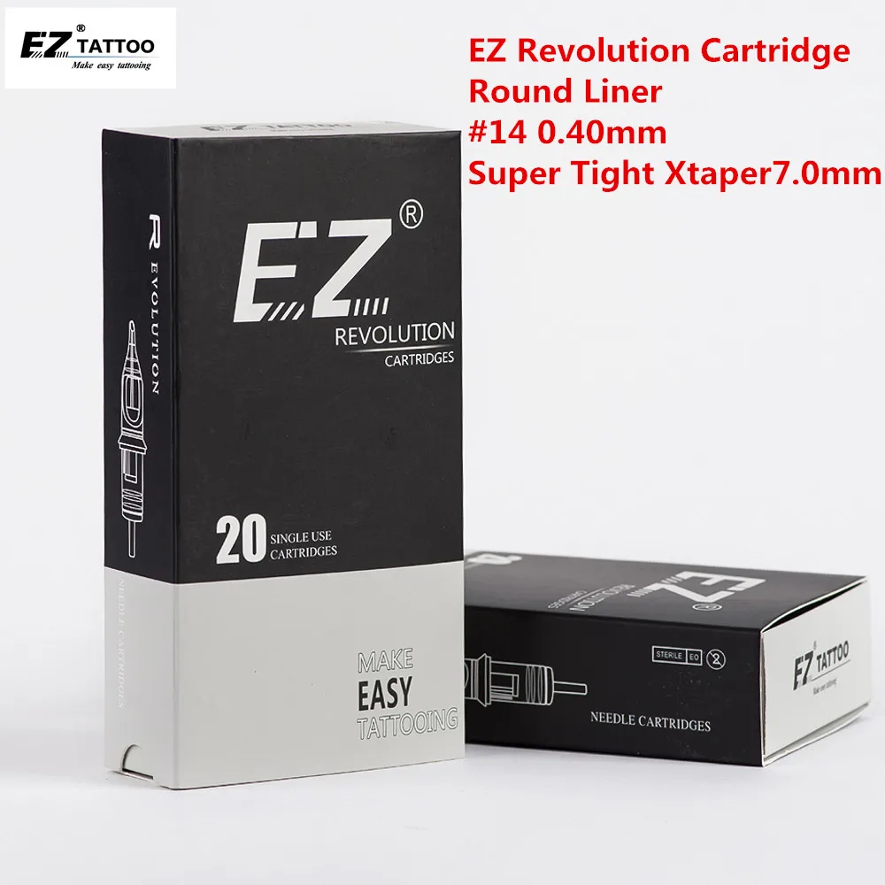 EZ Revolucije Tatoo Igle Kartuše Krog Linijskih #14 0.40 mm, Super Tesen X-taper 7.0 mm za Sistem, pralni in prijemala 20pcs/box