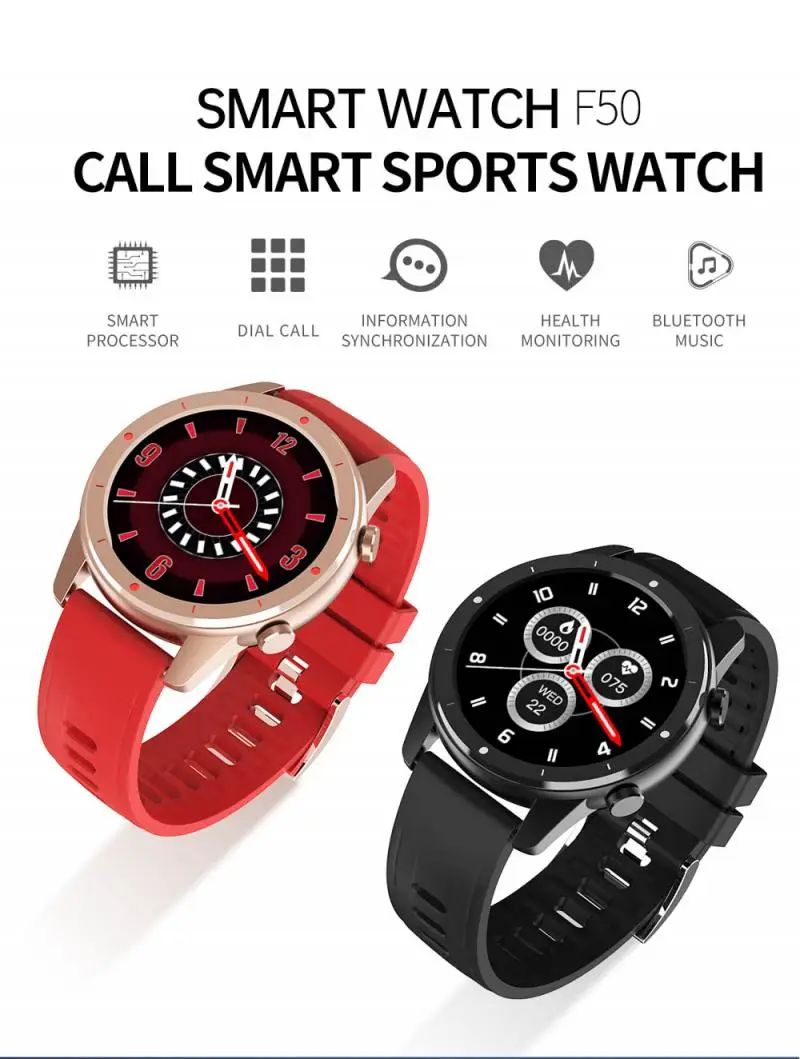 F50 Bluetooth Klic Sporočilo, Opomnik Pametno Gledati po Meri vrtljivi gumb Celoten Zaslon na Dotik Smartwatch Ženske Športne Ure Za Android iOS