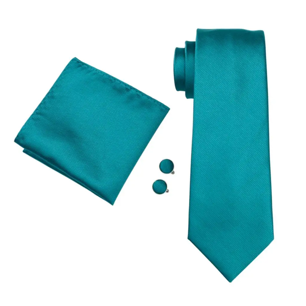 FA-780 2018 Modno Kravato Za Moške Modra Trdna Svile Žakarske Tkanine Kravatni Hanky zapestne gumbe, določenih Za Poslovne Poroko Brezplačna dostava