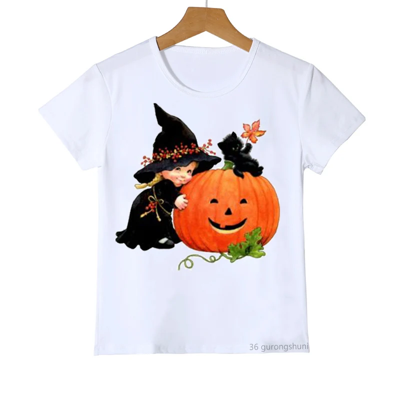 Fantje, dekleta, mačke in bučno živali print Majica s kratkimi rokavi boys Halloween otroci, oblačila, moški in ženske, t shirt Harajuku kratek sleeve zgornji del