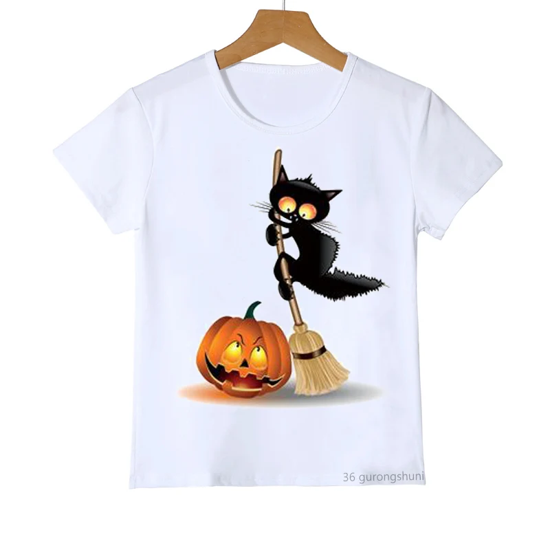 Fantje, dekleta, mačke in bučno živali print Majica s kratkimi rokavi boys Halloween otroci, oblačila, moški in ženske, t shirt Harajuku kratek sleeve zgornji del