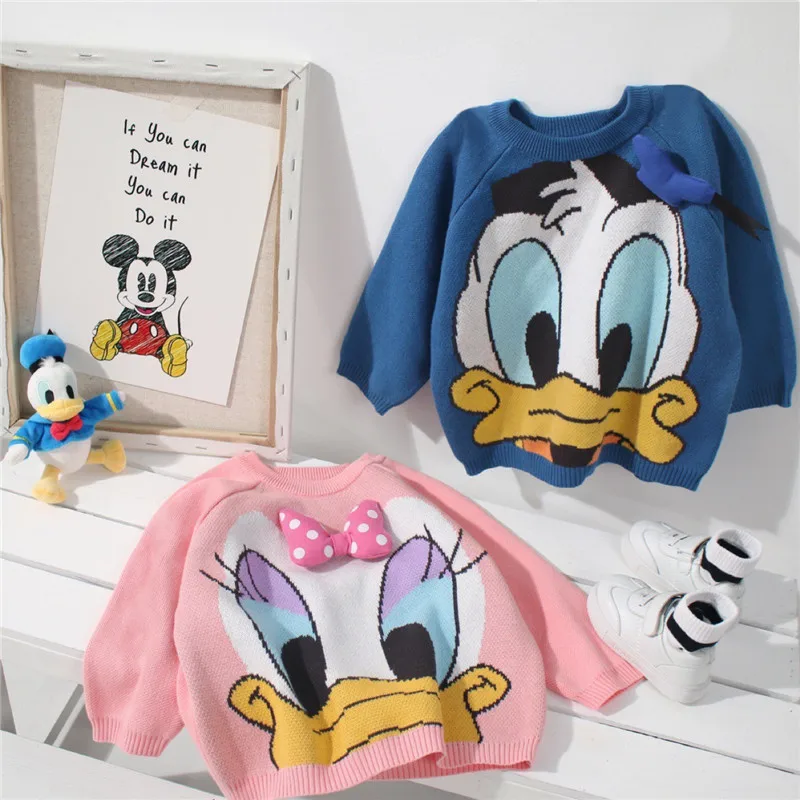 Fantje Dekleta Mickey Minnie Donald Daisy Raca Pulover Pomlad Jesen Dolg Rokav Risanka Puloverju Majica Disney Otroci Vrhovi