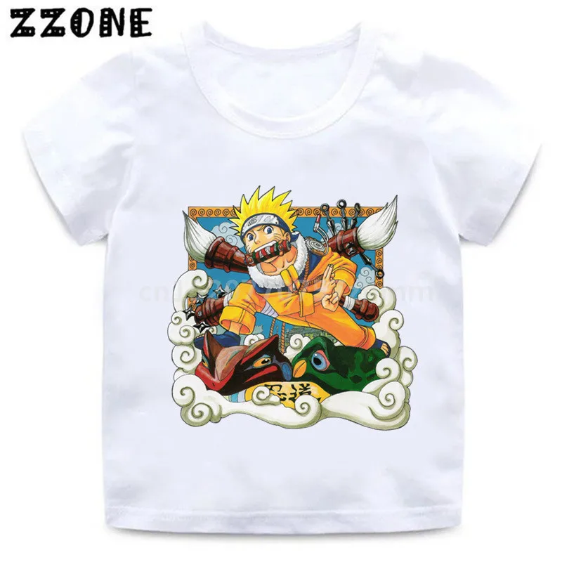 Fantje/Dekleta Naruto Risanka Print majica s kratkimi rokavi Otroci Uchiha Itachi Uzumaki Sasuke Kakashi Gaara Smešno Anime Oblačila Otroška T-shirt majica