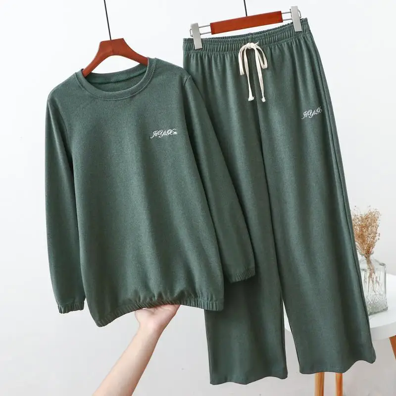 Fdfklak Nove Jesensko Zimske Toplo Sleepwear 2 Kos Kompleti Za Ženske Bombažno Pižamo Homewear M-XXL Velikosti Pijama Pyjama
