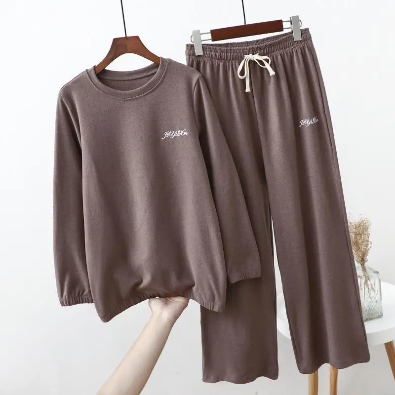 Fdfklak Nove Jesensko Zimske Toplo Sleepwear 2 Kos Kompleti Za Ženske Bombažno Pižamo Homewear M-XXL Velikosti Pijama Pyjama