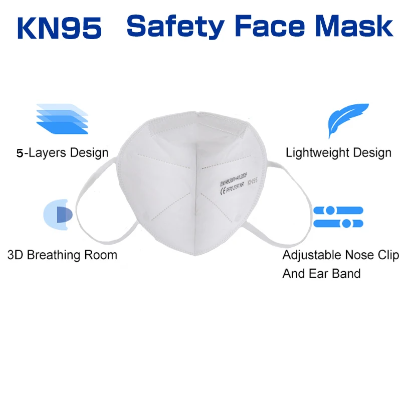Ffp2 CE masko Kn95 Masko mascarillas kn95 certificadas 5 plasti 95% filter varnost za enkratno uporabo zaščitne maske hitra dostava