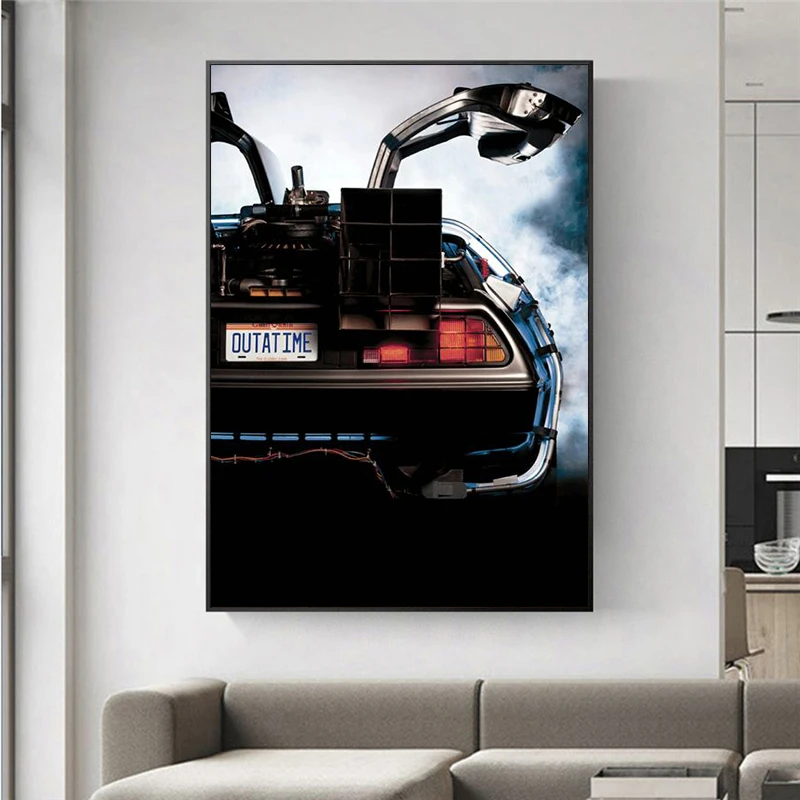Filmov Nazaj v Prihodnost Delorean Časovni Stroj Avto Platno Plakatov in Fotografij Art Poslikave na Steni Slike Doma Dekor