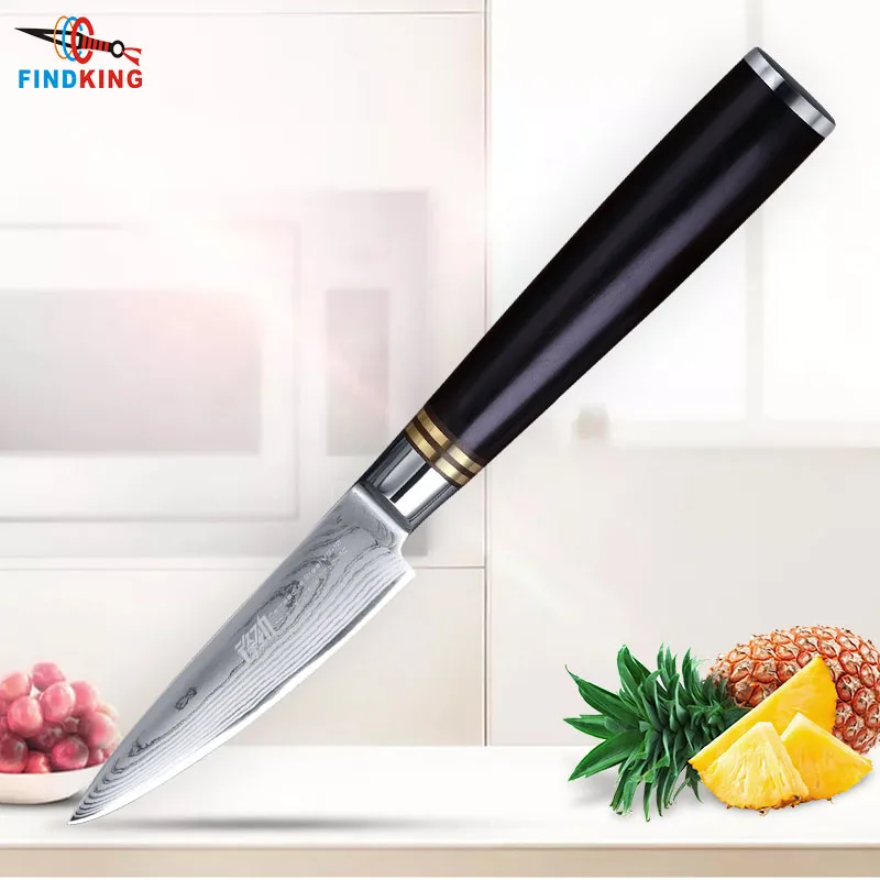 FINDKING 2019 najboljše odrezanje noži 3,5-palčni damask jekla kuhinjski nož kakovosti leseni ročaj za sadje, zelenjavo peeling orodja