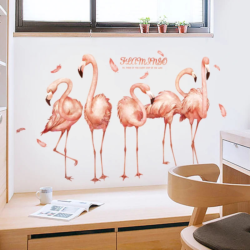 Flamingov Stenske Nalepke za Otroke sobe, Spalnice Izmenljive Stenske Nalepke Vinyl Ustvarjalne Živali Freske Dekoracijo Sten samolepilni