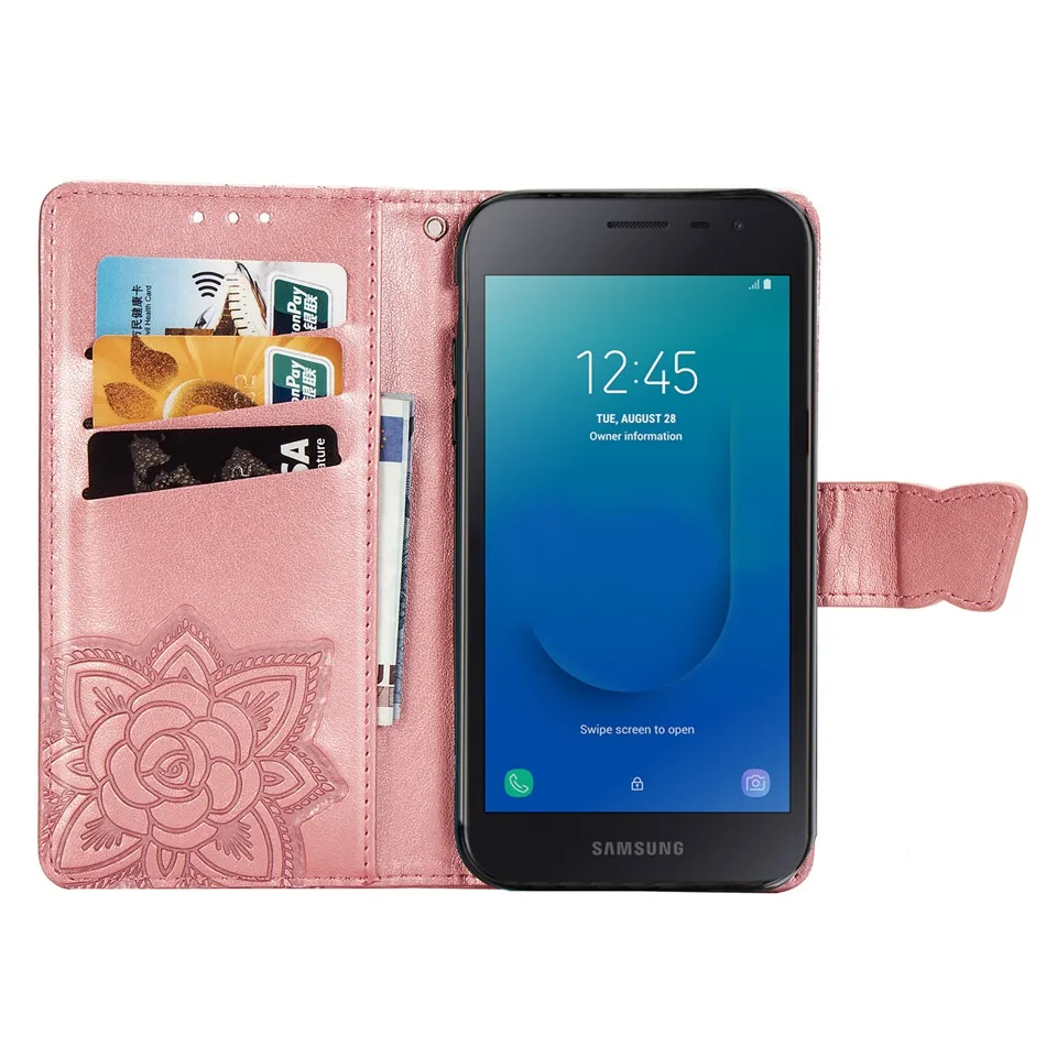 Flip Denarnica Usnjena torbica Za Samsung Galaxy J2 Jedro Zajema Metulj Mmbossing Telefon Primerih Za Samsung J2 Jedro j260 J260F Coque