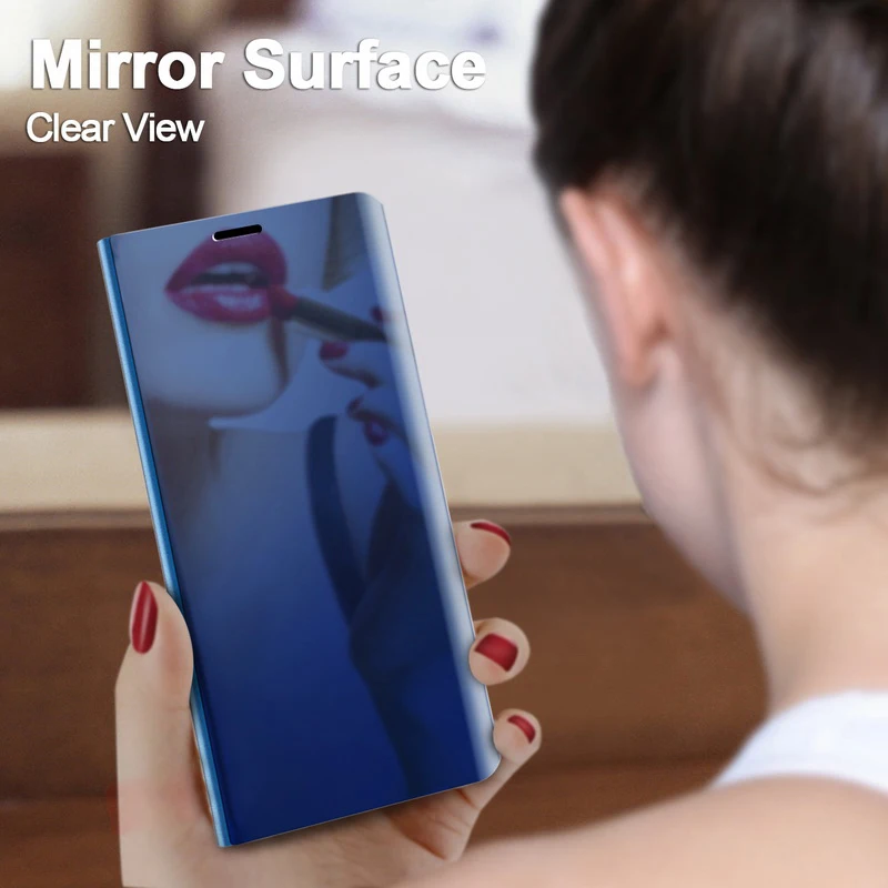 Flip Primerih za Samsung Galaxy S6 S7 Rob S8 Plus Clear View Ogledalo, Telefon Hrbtni Pokrovček 360 Polno Zaščitna Prevleka Funda Capa
