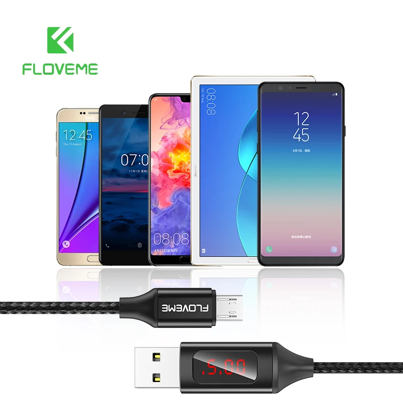 FLOVEME LED Digitalni Tip C Kabel Polnilnika za Huawei V/A Zaslona Polnjenje Podatkov Pleteni Kabel Za Samsung Xiaomi USB-C Kabel Cargad