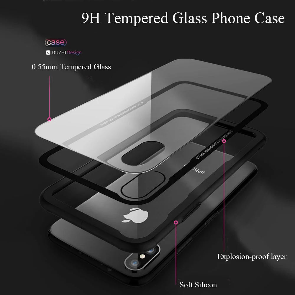 FLOVEME Shockproof Kaljeno Steklo Primeru Telefon Za iPhone 6 6s Anti-knock Zaščitno Steklo Primerih Za iPhone X 7 8 Plus Kritje Coque