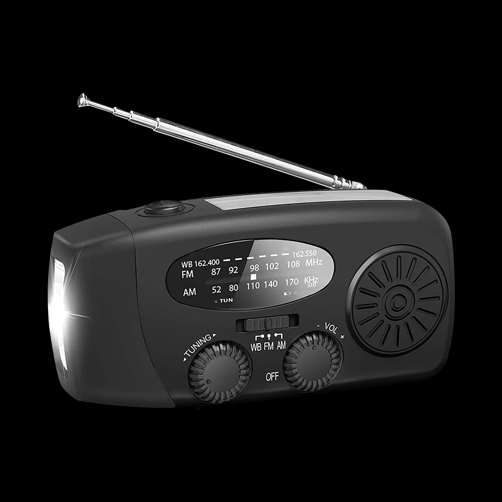 FM AM WB NOAA Vreme Radio Visoko Občutljivost Jasno Glasnost Radia Večnamensko Radio Strani Ročice Solarno Polnjenje prek kabla USB