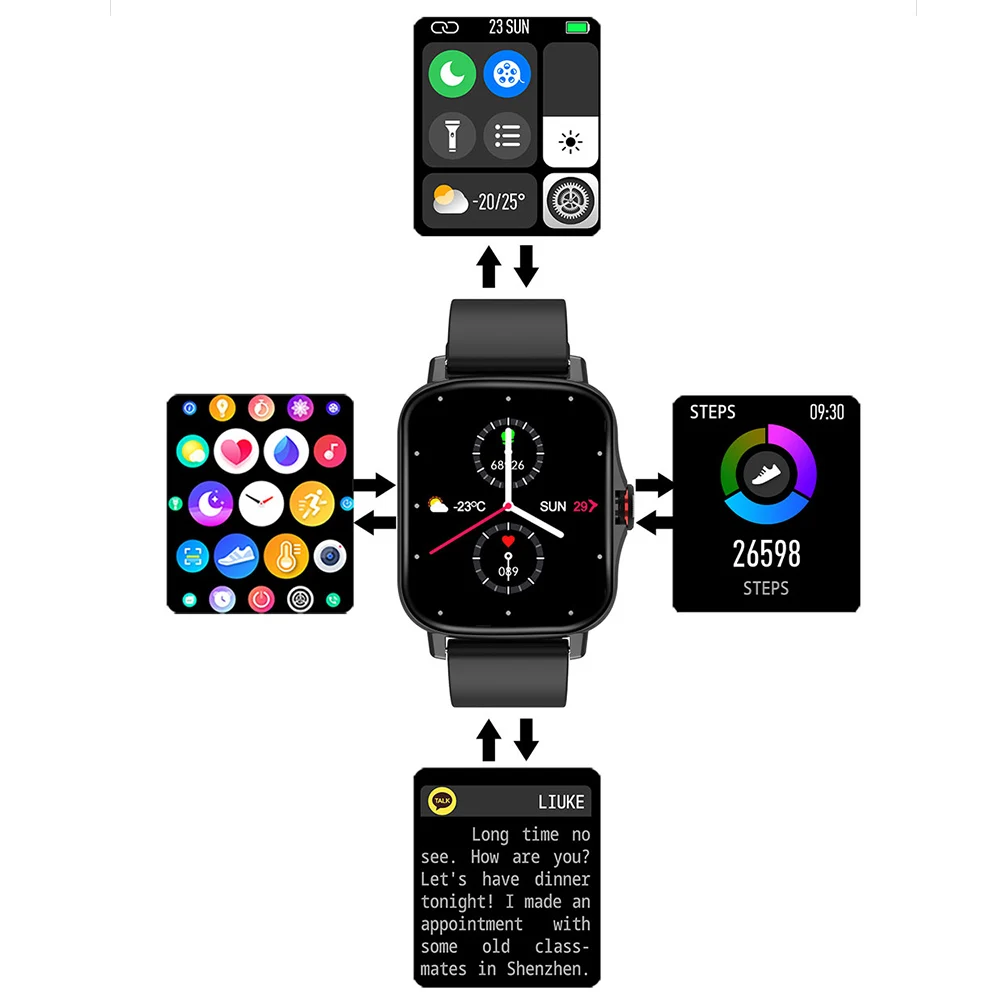 FM08 Smartwatch IP67 Nepremočljiva Bluetooth Klicev za 1,7 palca DIY Klicanje Krvni Tlak Kisika za amazfit gts 2 Šport Pametno Gledati