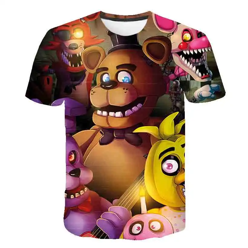 FNAF Nova Risanka otroci T srajce Pet Noči Na Freddy je 3D Tiskanih Otroci T-shirt Poletje Kratek Sleeve majica s kratkimi rokavi Boys/dekle Vrhovi