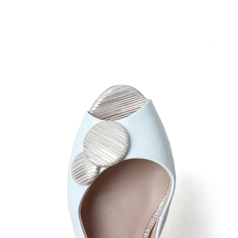 FOKOLO Nove Sandale za Ženske Poletnih Visokih Petah Mehko Ovčje kože Zgornjega in Edini Beli Pravega Usnja Visoke Kakovosti Dame Čevlji L8