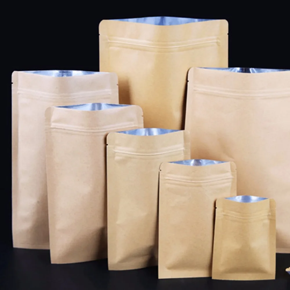 Folijo obloženi Kraft vrečke z zadrgo za kavo,embalaže živil (ne More stati navzgor) 100 kozarcev/veliko
