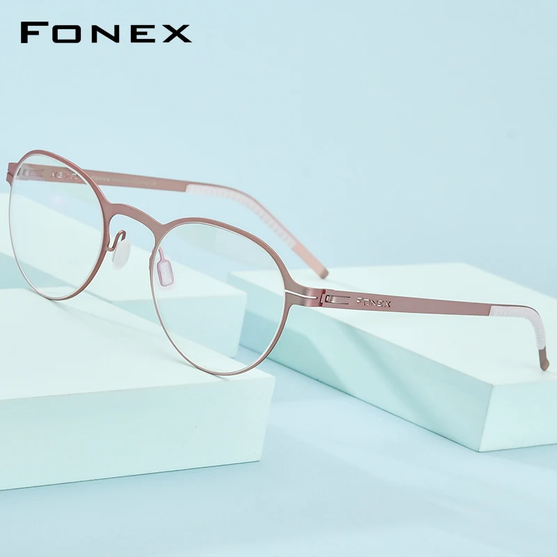 FONEX Zlitine Okvir Očal Ženske 2020 Nov Krog Optični Kratkovidnost Recept Očala Okvirji Moških korejski Brezvijačno Očala 994