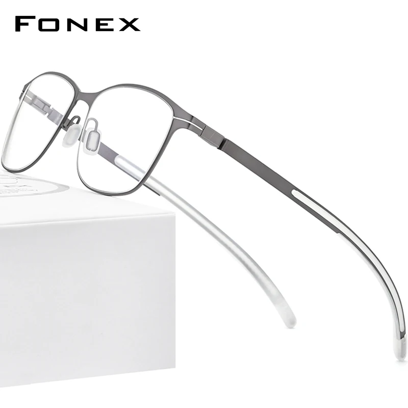 FONEX Zlitine Očala Okvir Moških 2020 Kvadratnih Optični Kratkovidnost Recept Oči Očala za Moške Polno korejski Brezvijačno Očala 990