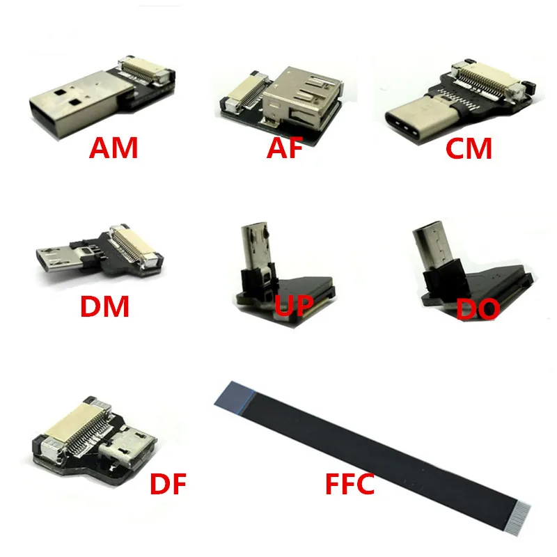 FPV Monitor Standard USB Tip-C Super Ravno prilagodljiv FPC Kabel za Polnjenje, USB 2.0 ženski USB-C Micro USB Traku OTG Kabel AV izhod