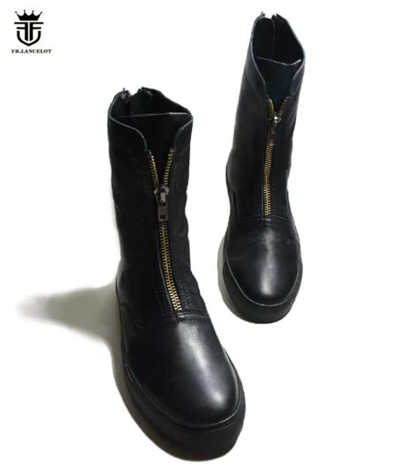 FR.LANCELOT 2020 novo kakovost moški usnjeni škornji Britanski stil moških zimskih čevljev dvojno zip gor mujer bota chelsea škorenjčki