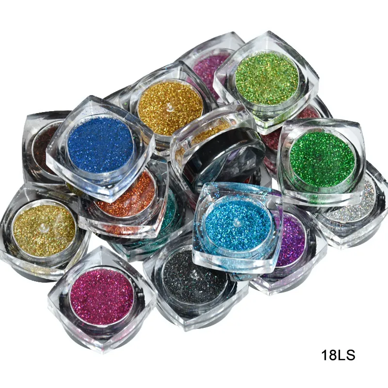 FR18#18 Barv/Set Laser Holografski Pigment v Prahu Laser Mavrična Bleščice za Nohte v Redu Mavrica Nohtov Namakanjem Glitters Prah Set
