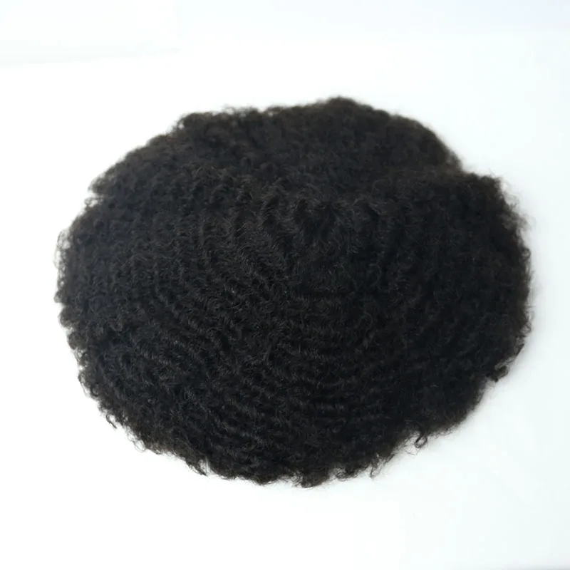 Francoski Čipke Afro Curl Mens Toupee 8 MM Afro Valovi 1B Off Človekovih Lasni Toupee Rosa Kraljica