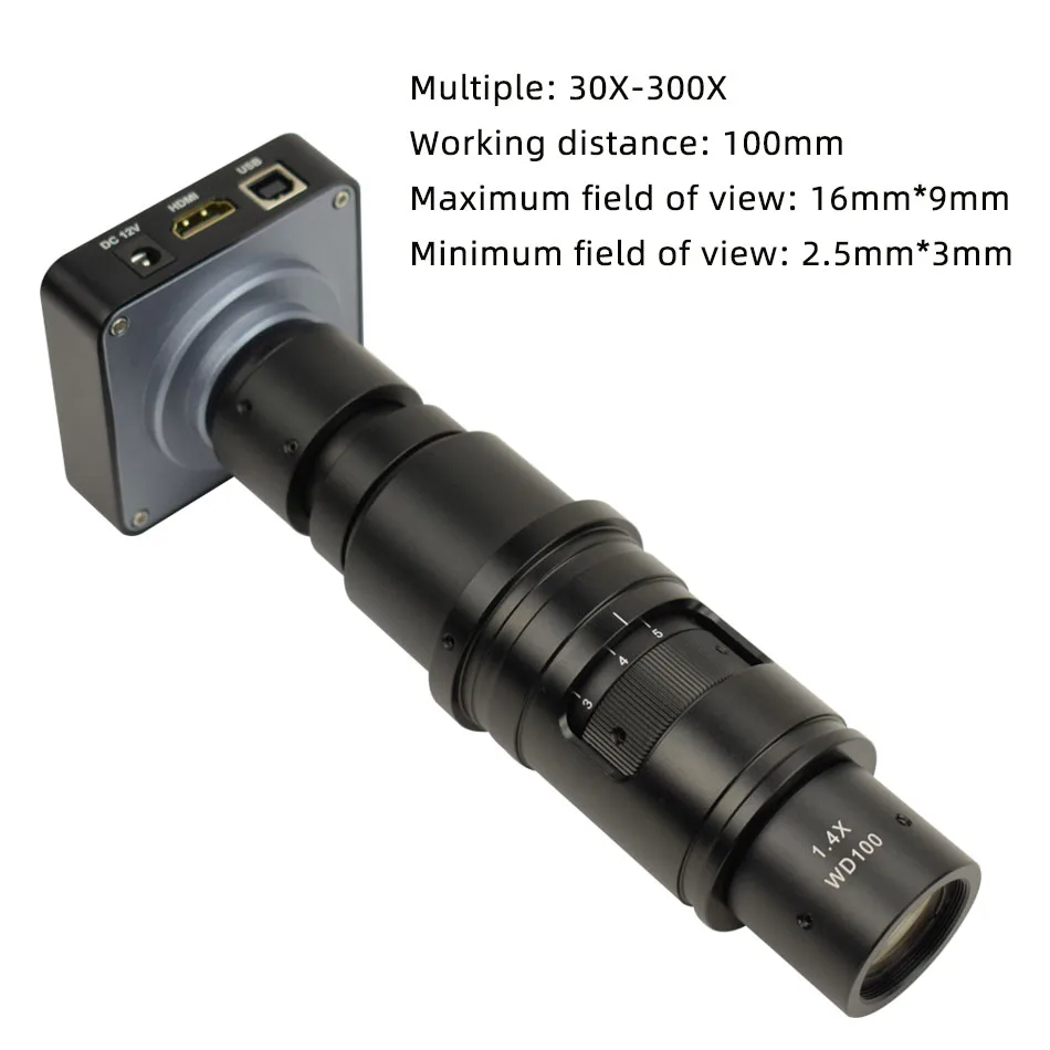 Full HD 38MP 60FPS 1080P 2K Industrijo Elektronske Video Mikroskopom Kamera, HDMI, USB Lupo+10-300X Polno Ostrenje Povečava C-Mount Objektiv