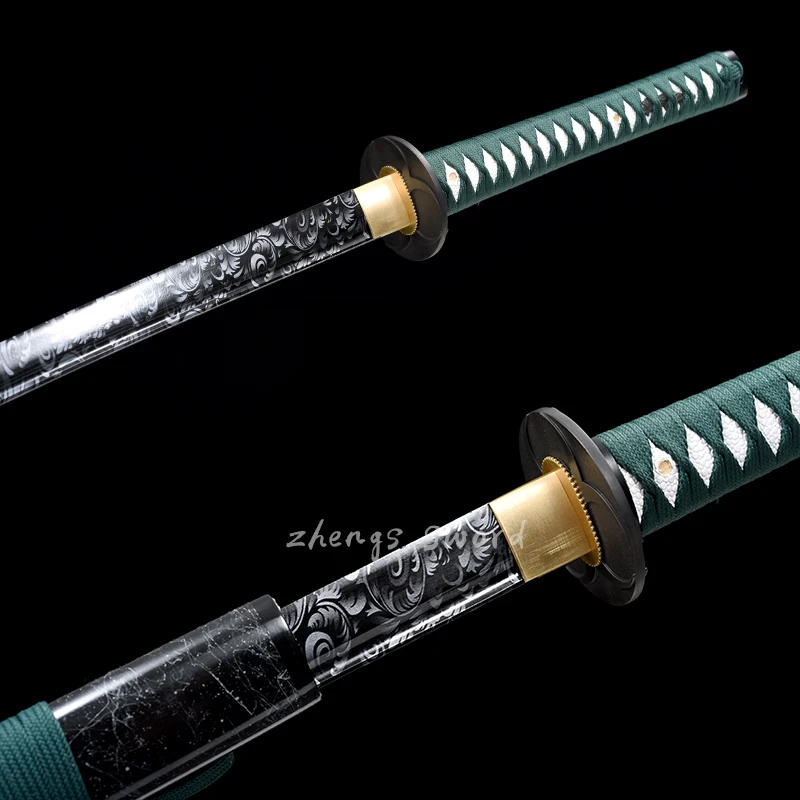 Funkcionalne Japonski Meč Handforged 1045 ogljikovega jekla Polno Tang Katana Samuraj Nanašanje Barve Rezilo Moda Meči