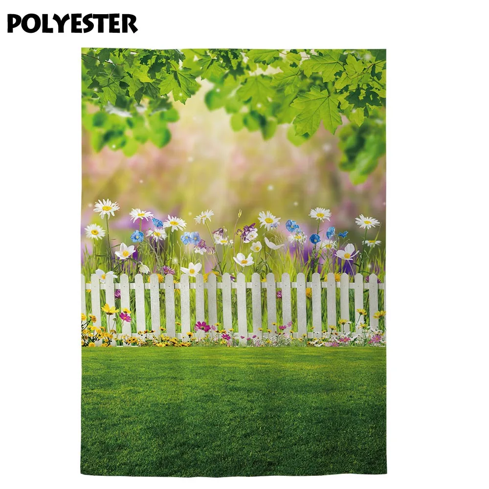 Funnytree pomlad fotografija ozadje cvet zeleni vrtni ograji velikonočni ozadje photocall tkanine photophone ustrelil prop tkanine