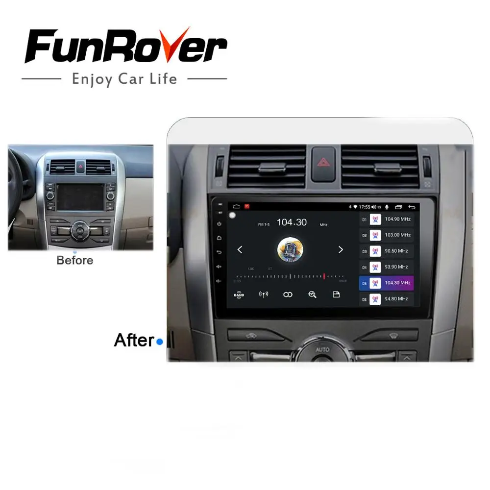 FUNROVER Android 10.0 128G DSP Carplay avtoradio, Predvajalnik Za Toyota Corolla 2009 -2012 Avdio GPS Navigator 2 Din DVD