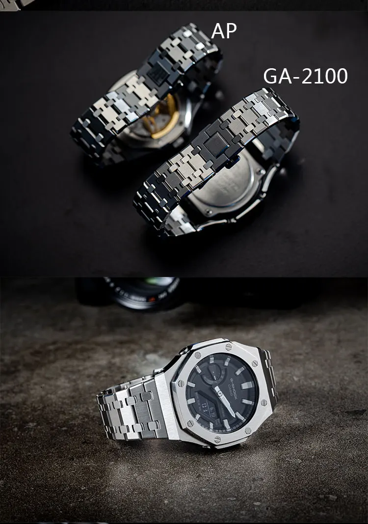 GA2100 Najnovejši Watchband in Ploščo Za SS-2100 Watch Nastavite Spremembo Watchband Ploščo Kovinski 316L iz Nerjavečega Jekla Z Orodji,