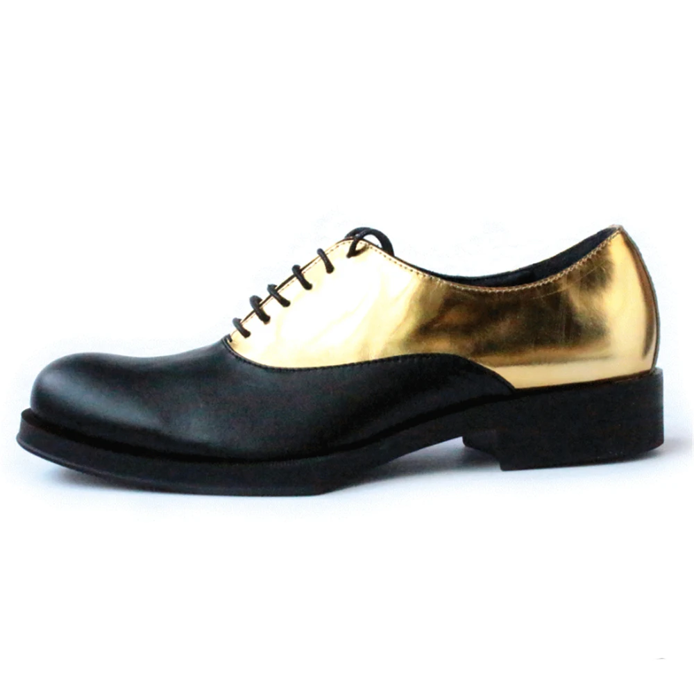 Geometrijske dnu moški čevlji zlato mozaik čisto priročnik hit barve mens obleka, čevlji