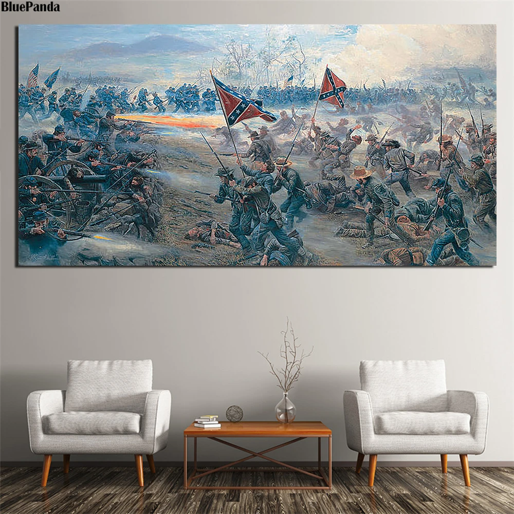 Gettysburg Ameriške Državljanske Vojne Skandinavski Slog, Poster Tiskanje Minimalističen Wall Art Platno Slikarstvo Krajinske Slike Doma Dekor