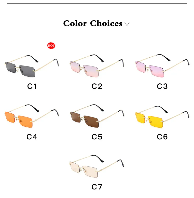 GIAUSA 2020 Moda Rimless sončna Očala Ženske Trendy Majhen Pravokotnik Očala za Sonce Poleti Potovanja Slog UV400 Zlati Odtenki Za Moške