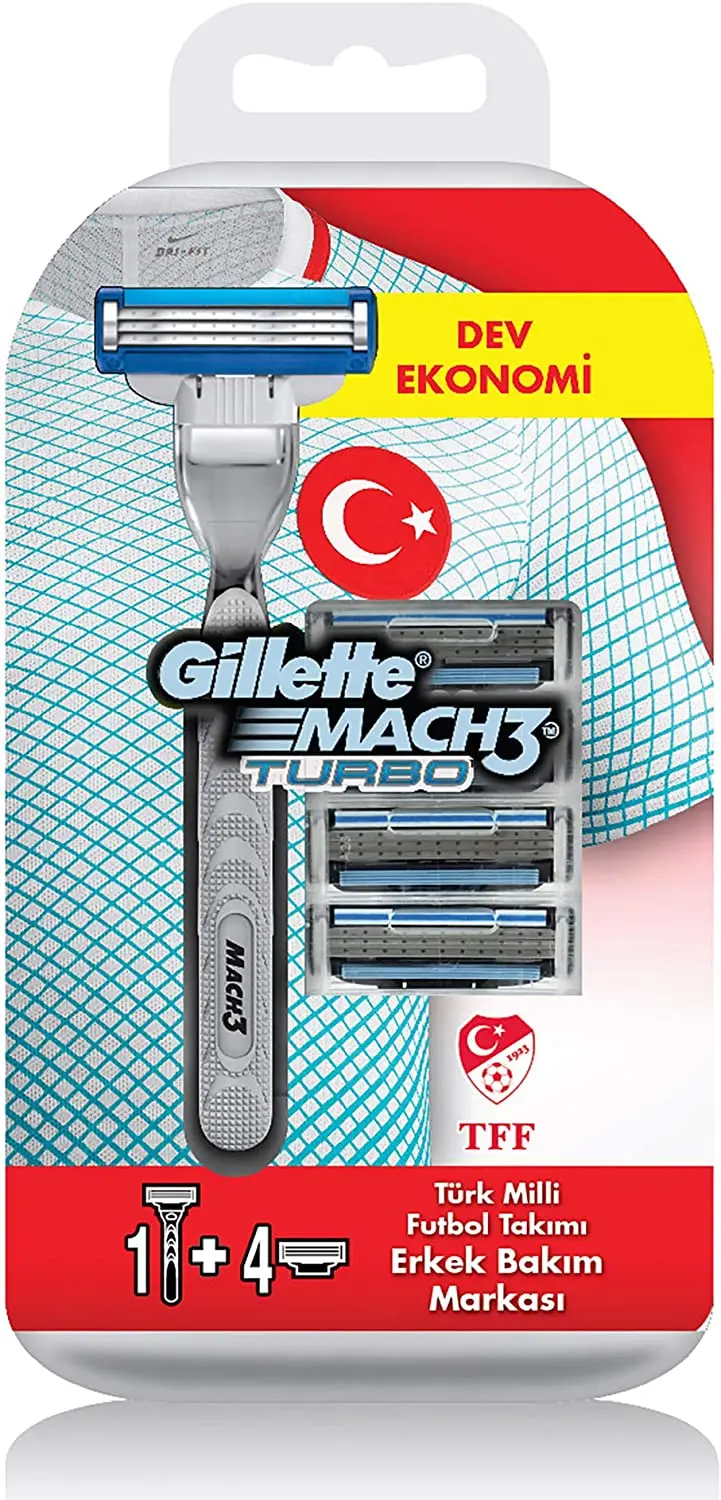 Gillette Mach3 Turbo Britje Stroj + 4pcs Turbo za Britje, britvico, frizerski, бритва, razor, станок для бритья, Naravnost razor
