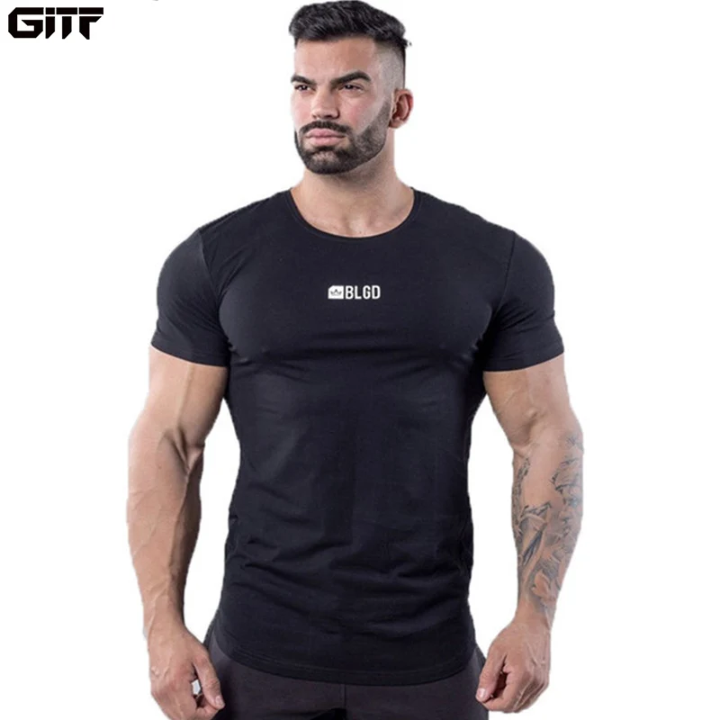 GITF 2019 usposabljanja, ki Teče T-shirt Moški Quick Dry Dihanje Kratek Rokav Fitnes gym Šport majica s kratkimi rokavi moški Vrhovi na Prostem človek Tees