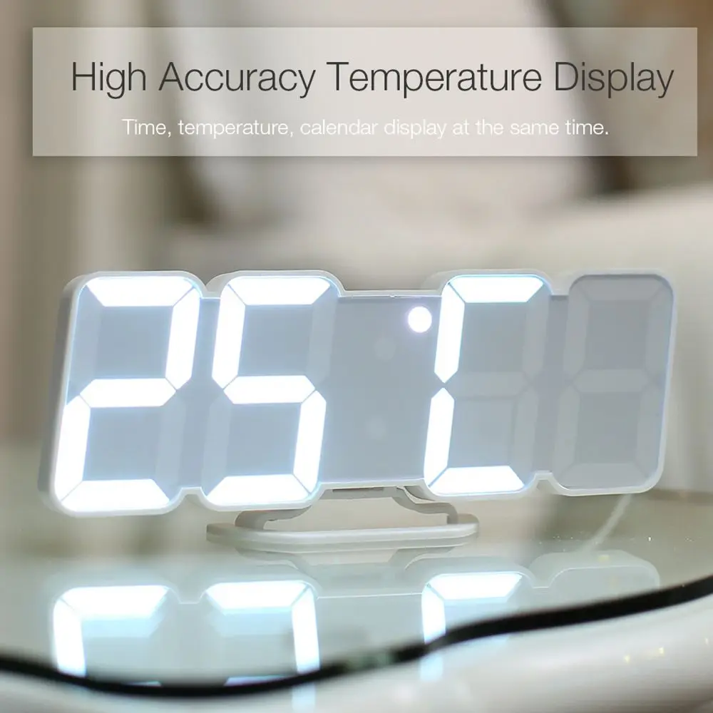 Glas Daljinski upravljalnik 3D Pisane LED Digitalna Stenska Ura Elektronskih Namizje Budilka Prikaz Temperature za Dom Dekor Darilo