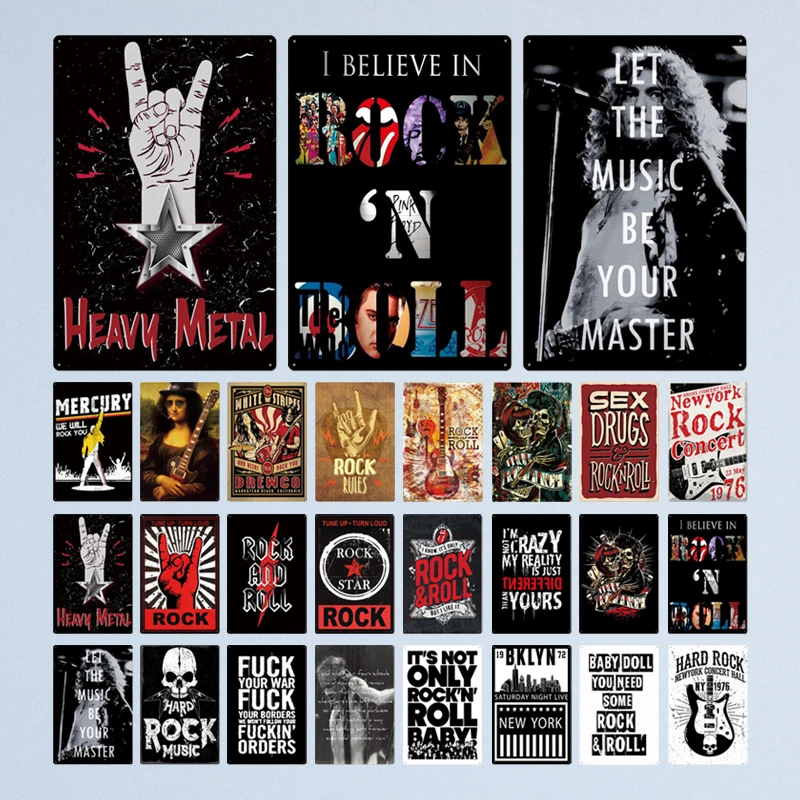 Glasba Kovinski Plakat Plaketo Kovinski Letnik Rock N Rool Kovinski Znak Tin Prijavite Stenski Dekor Za Bar Pub Klub Človek Jama Železa Slikarstvo