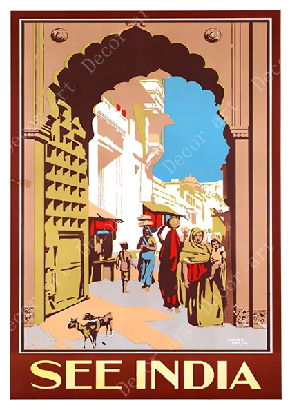 Glejte Indija Taj Mahal Slon Zemljevid Vintage Retro Potovanja Classic Platno Slike Kraft Plakate Stenska Nalepka Doma Dekor Družino Darilo