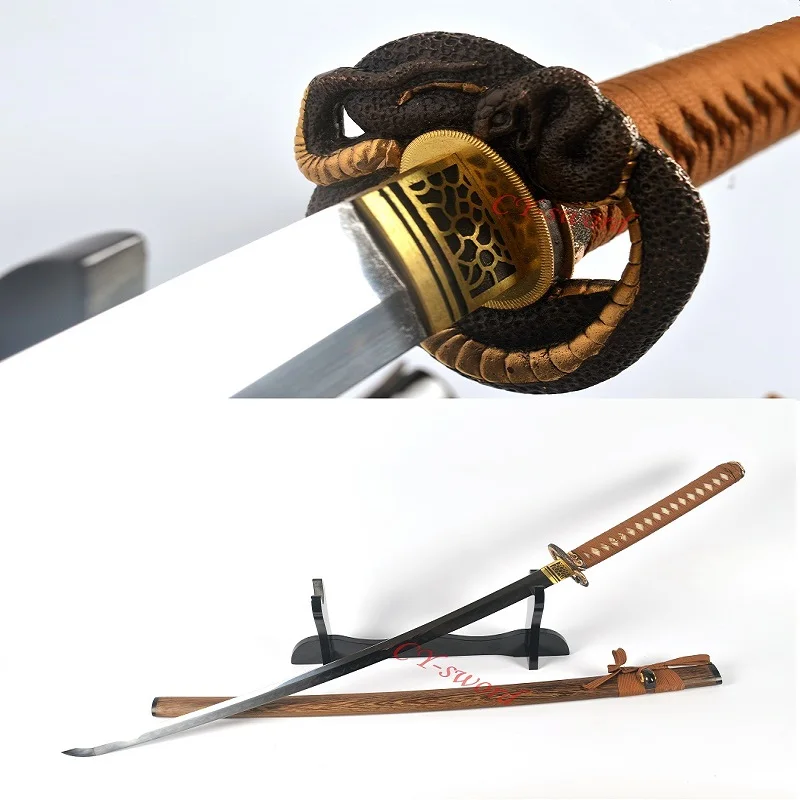 Glina Kaljeno T10 Jekla Polno Tang Oster Python Tsuba Japonski Samuraji Meč Katana