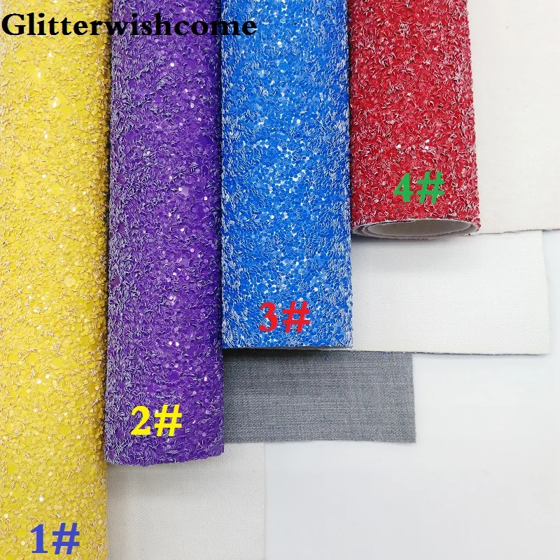 Glitterwishcome 30X134CM Mini Roll Barva Močen Bleščice Usnje Sintetičnih Usnje, Umetno Usnje, tkanine, Vinil za Loki,GM026