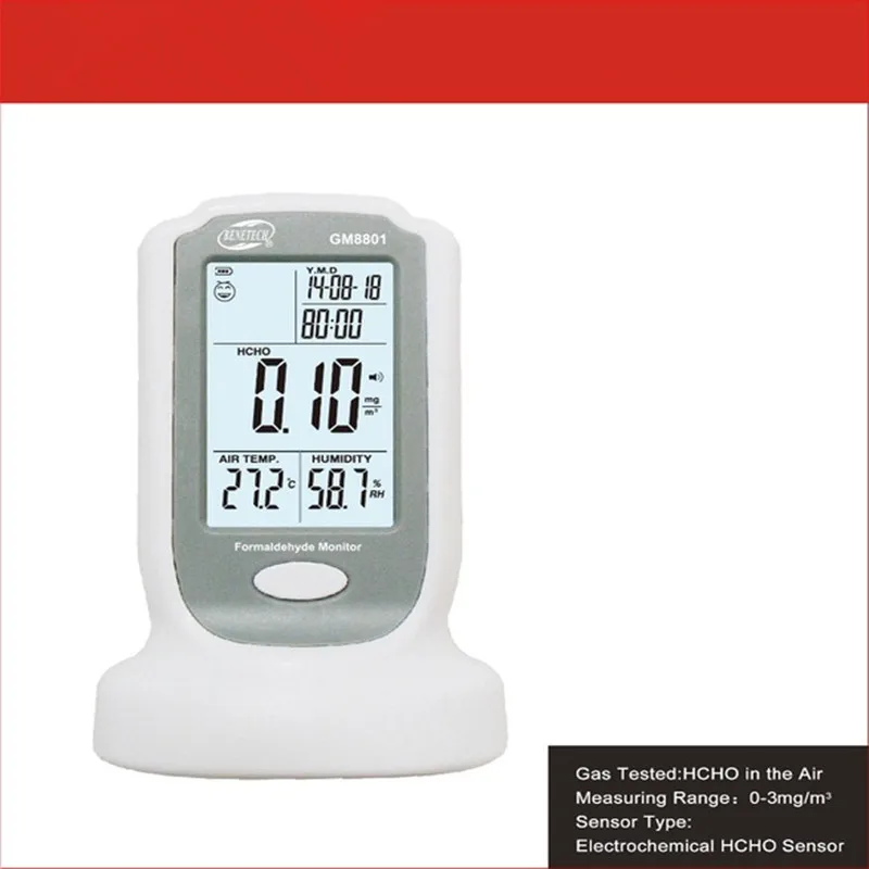 GM8801 Ročni digitalni Formaldehida detektor meter HCHO Plinski analizator tester 0-3 mg/m3 kakovosti Zraka monitor