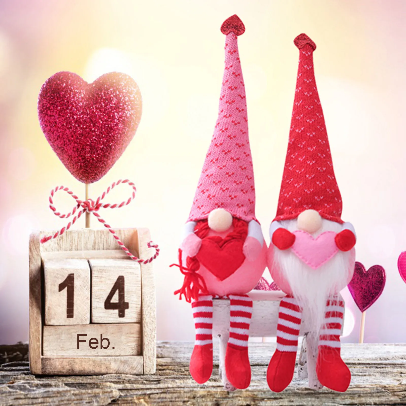 Gnome Plišastih Brezosebna Lutka Dekoracijo Z LED Luči-2PCS valentinov Prisotna 2021 Valentinovo Romantično Dekor Lutka F