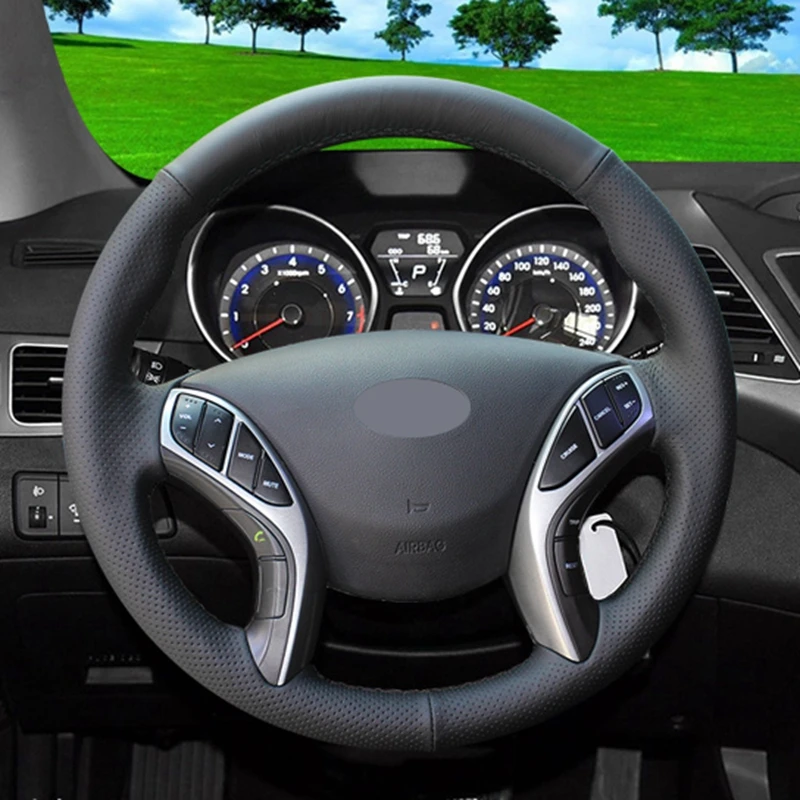 GNUPME Ročno sešijejo Mehko Umetno Usnje Avto Volan Kritje za Hyundai Elantra 2011-2018 Avante i30 2012-2018