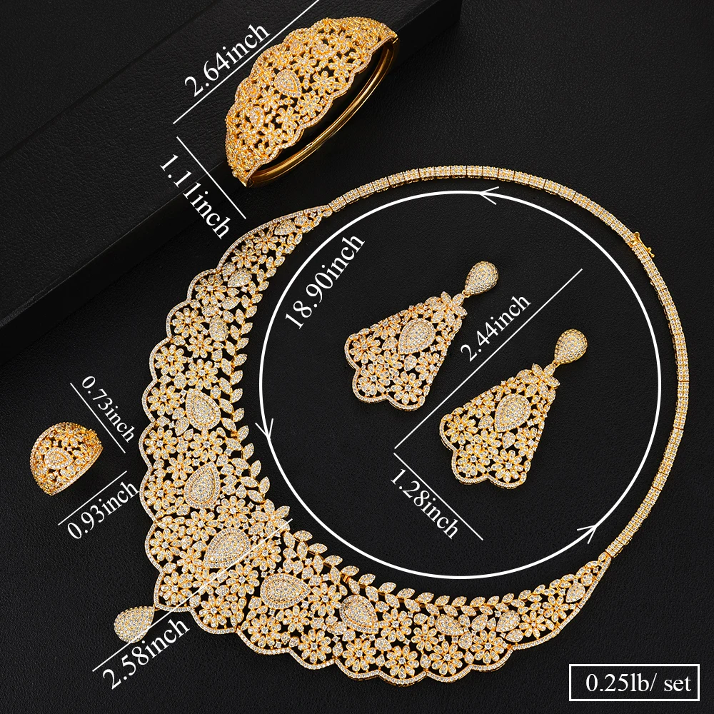 GODKI Luksuzni MAXI Velikost 4PCc Afriške Poročni Nakit Kompleti Za Ženske Kubičnih Cirkonij Kristali CZ Dubaju, Indian Dubaj nakit Set Darila